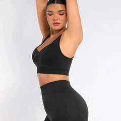 Seamless Racerback Sports Bra with Removable Pads and Support Fit