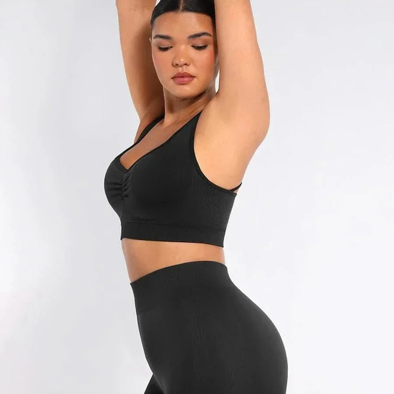 Seamless Racerback Sports Bra with Removable Pads and Support Fit