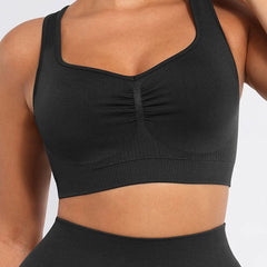 Seamless Racerback Sports Bra with Removable Pads and Support Fit