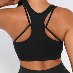 Seamless Racerback Sports Bra with Removable Pads and Support Fit