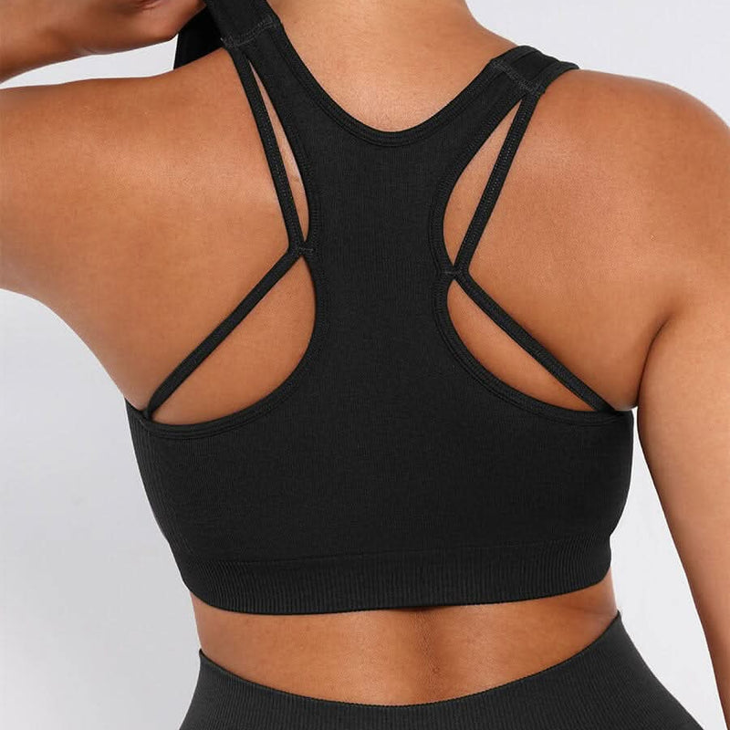 Seamless Racerback Sports Bra with Removable Pads and Support Fit