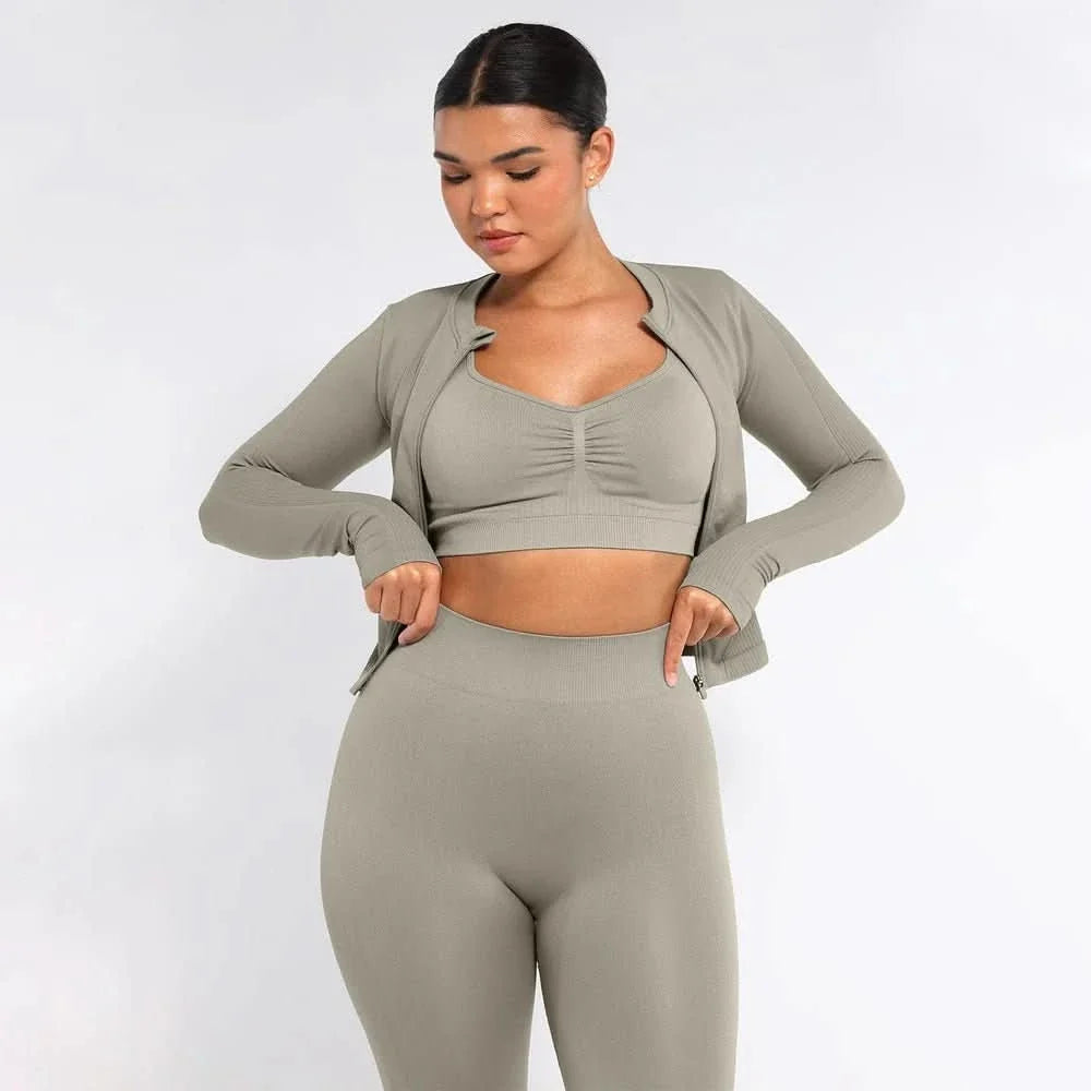 Seamless Racerback Sports Bra with Removable Pads and Support Fit