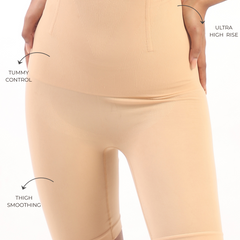 Annie – High Waist Sculpting Shorts in Beige