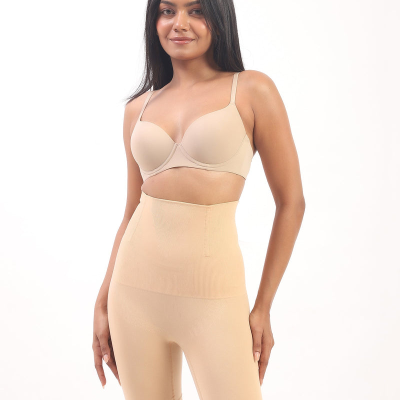 Annie – High Waist Sculpting Shorts in Beige