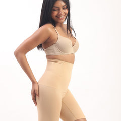 Annie – High Waist Sculpting Shorts in Beige