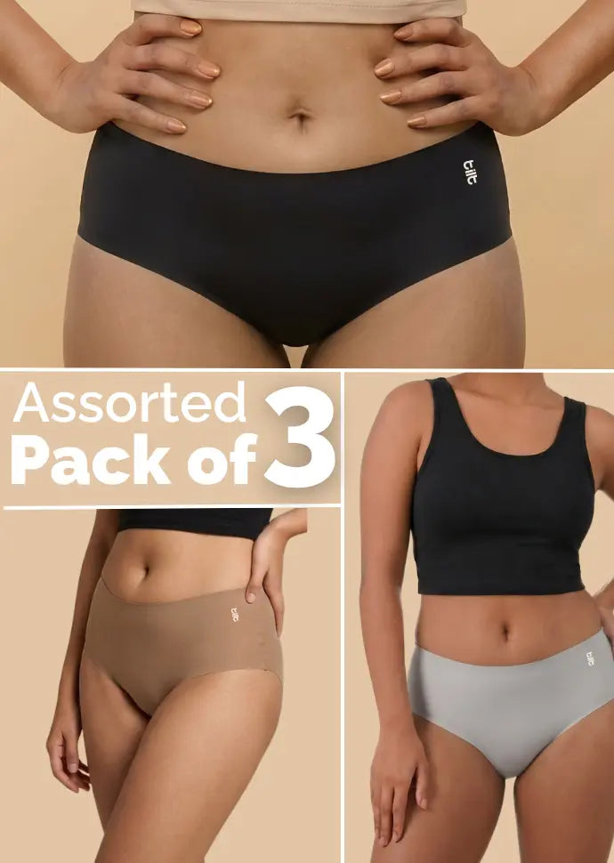Assorted 3 Pack - Basics Mid-waist Seamless Underwear
