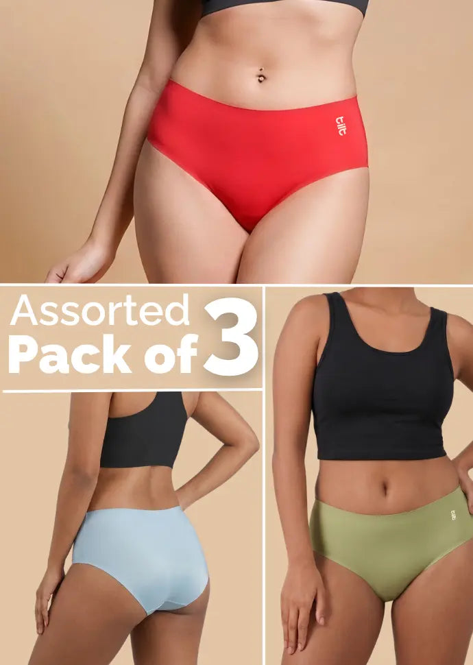 Assorted 3 Pack - Mid-waist Seamless Underwear