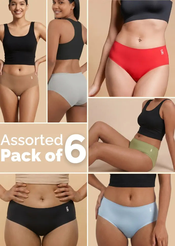 Assorted 6 Pack - Mid-waist Seamless Underwear