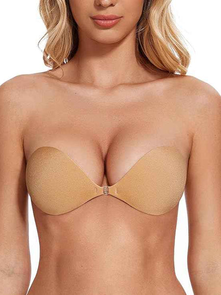Brachy Women's & Girl's Nude Self Adhesive Strapless Wire Free Stick On Invisible Strapless Sticky Bra.