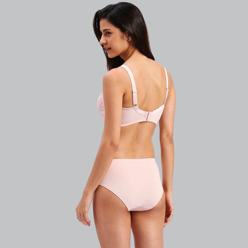 SOIE Woman - Full Coverage Non Wired Non Padded Bra with High Waist Full Coverage Lace Brief - -for Women
