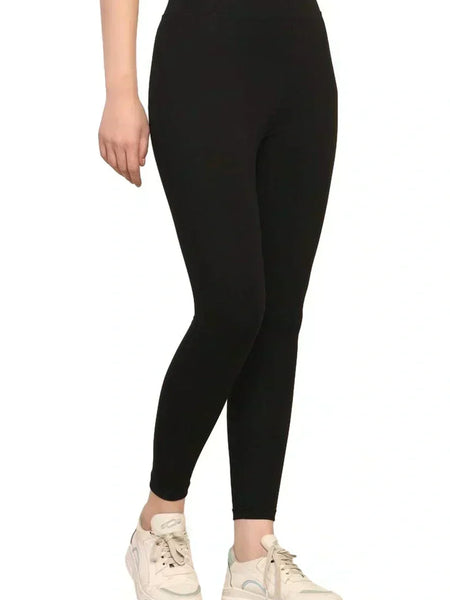 Yoga Pants High Waist Cotton Fabric Stretchable Black Gym Tights