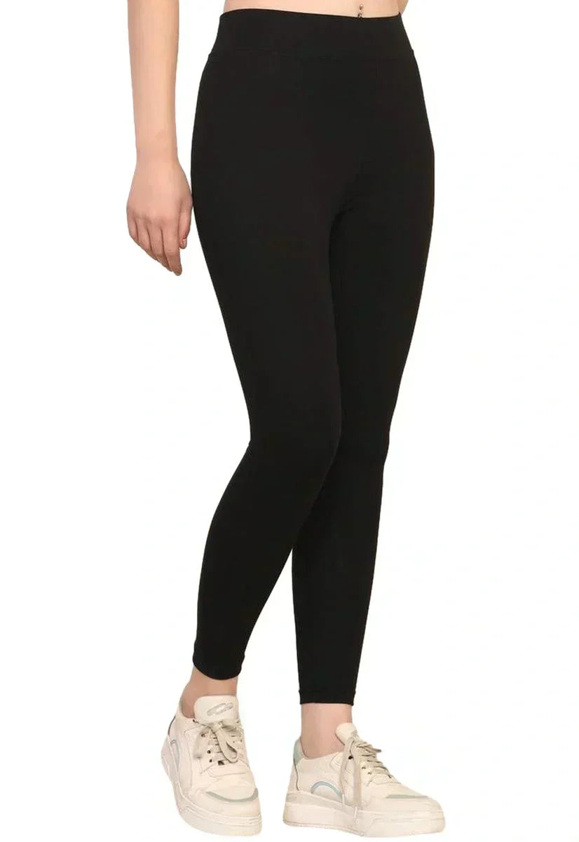 Yoga Pants High Waist Cotton Fabric Stretchable Black Gym Tights