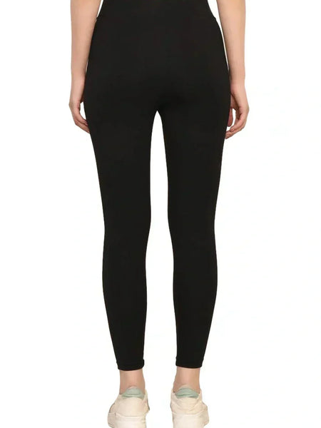 Yoga Pants High Waist Cotton Fabric Stretchable Black Gym Tights | Pack Of 1
