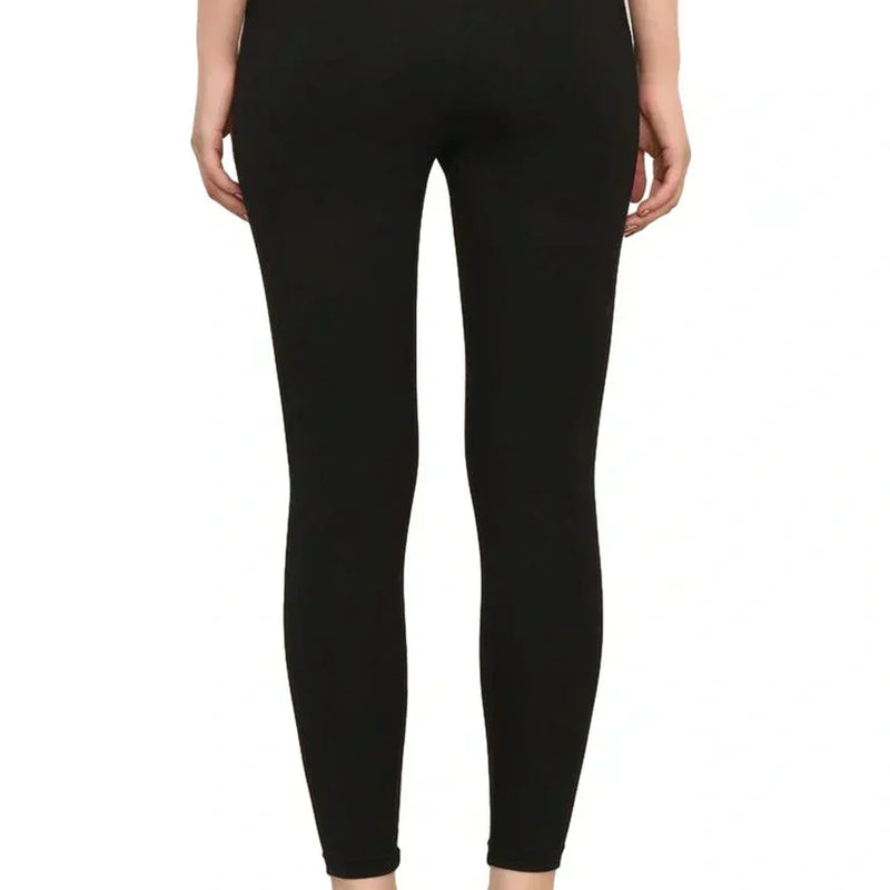 Yoga Pants High Waist Cotton Fabric Stretchable Black Gym Tights | Pack Of 1