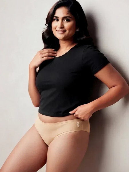 Beige Low-waist Bamboo Absorbent Underwear