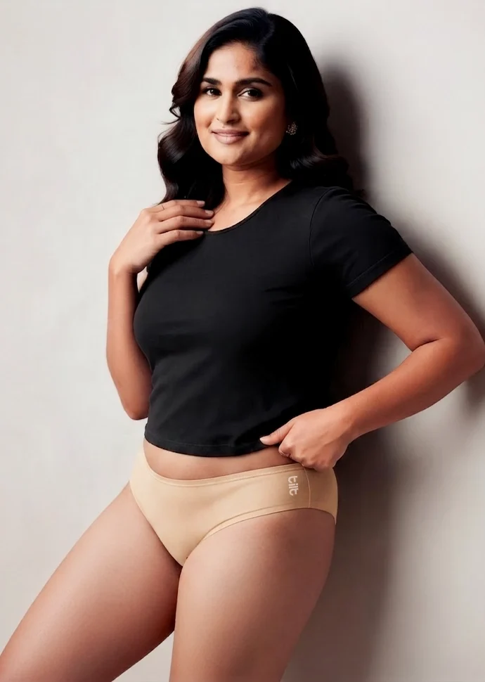Beige Low-waist Bamboo Absorbent Underwear