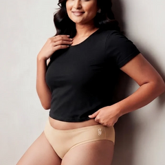 6 Pack - Beige Low-waist Bamboo Absorbent Underwear
