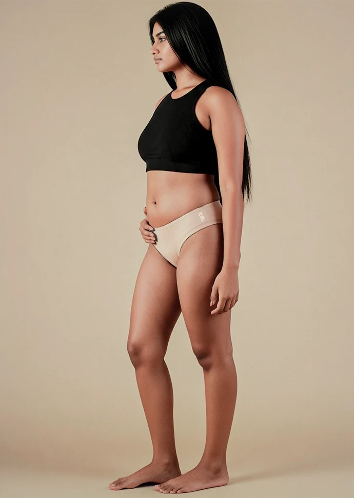 Beige Low-waist Bamboo Absorbent Underwear
