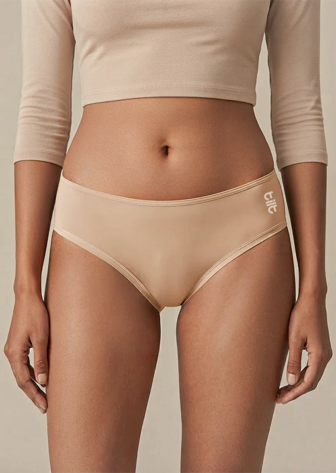 Beige Low-waist Bamboo Absorbent Underwear
