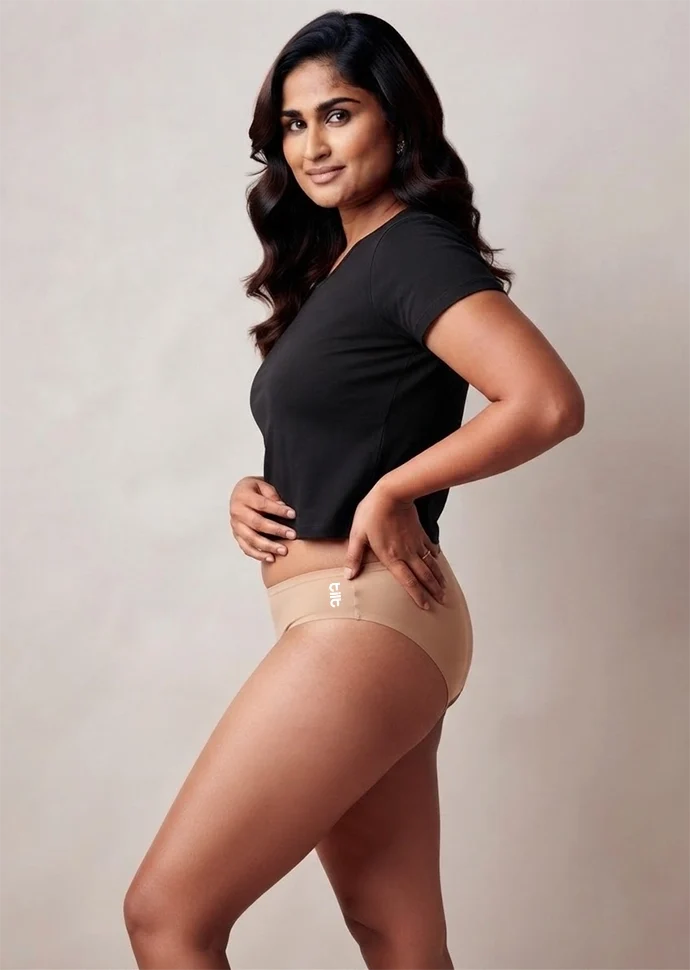 Beige Low-waist Bamboo Absorbent Underwear