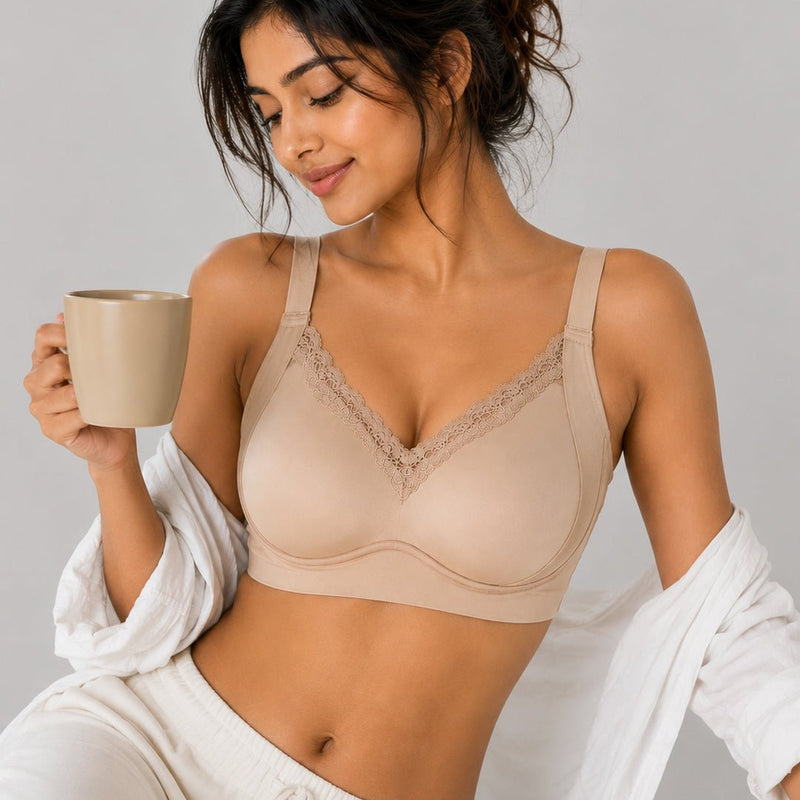 Wirefree padded full coverage Lace Bra