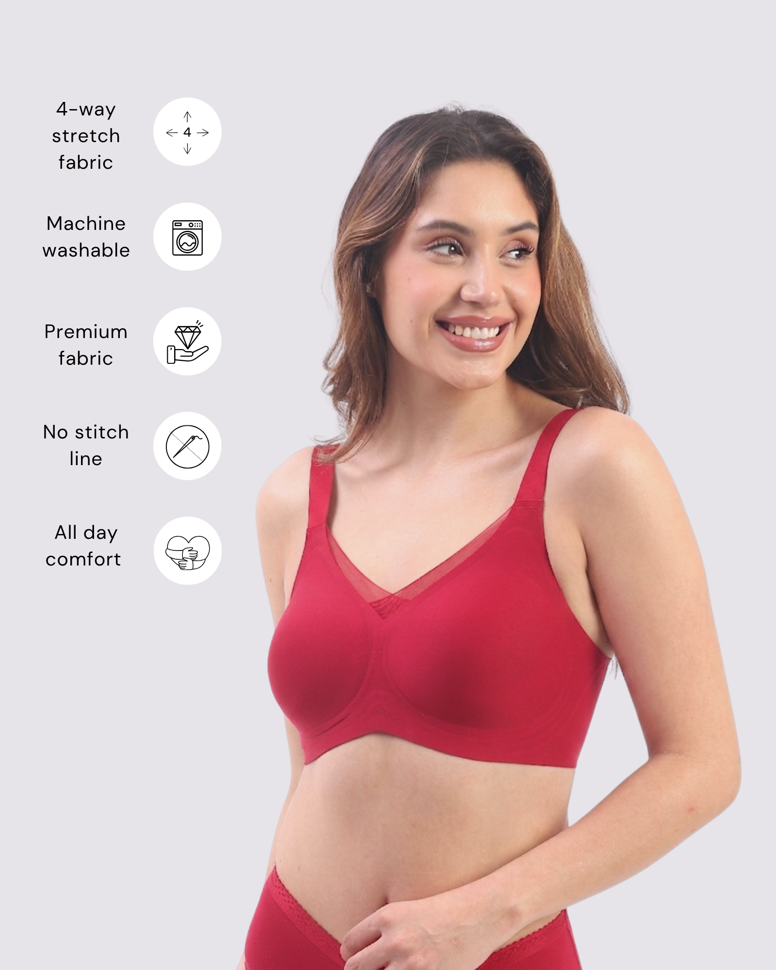 Bello – Wireless Red Bra for Everyday Comfort