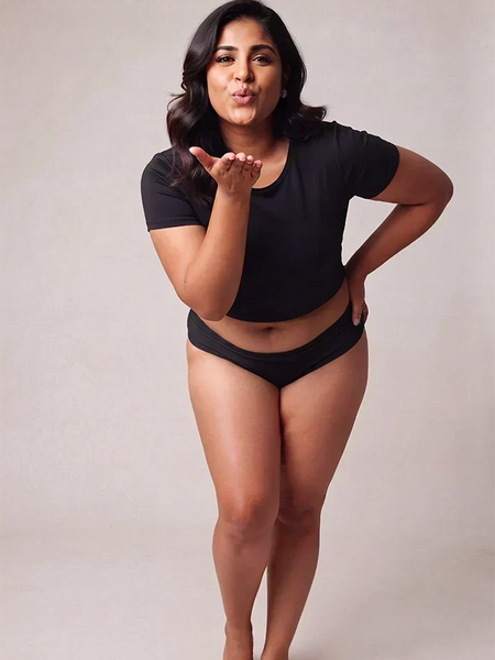 Black Low-waist Bamboo Absorbent Underwear