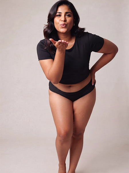2 Pack - Black Low-waist Bamboo Absorbent Underwear