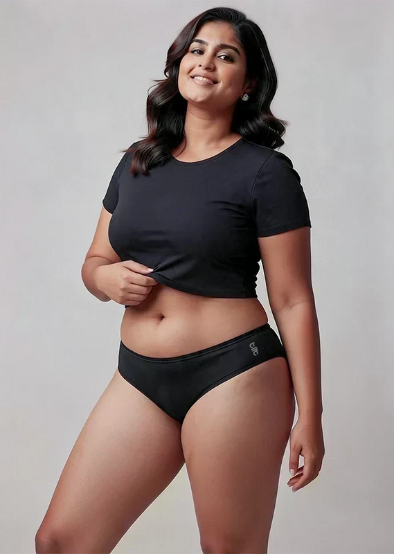 Black Low-waist Bamboo Absorbent Underwear