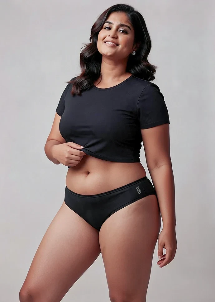 Black Low-waist Bamboo Absorbent Underwear