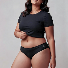 6 Pack - Black Low-waist Bamboo Absorbent Underwear