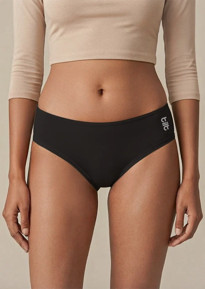 Black Low-waist Bamboo Absorbent Underwear