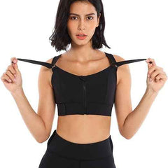 Women High Impact Front Zip Full Coverage Belt Sports Bra