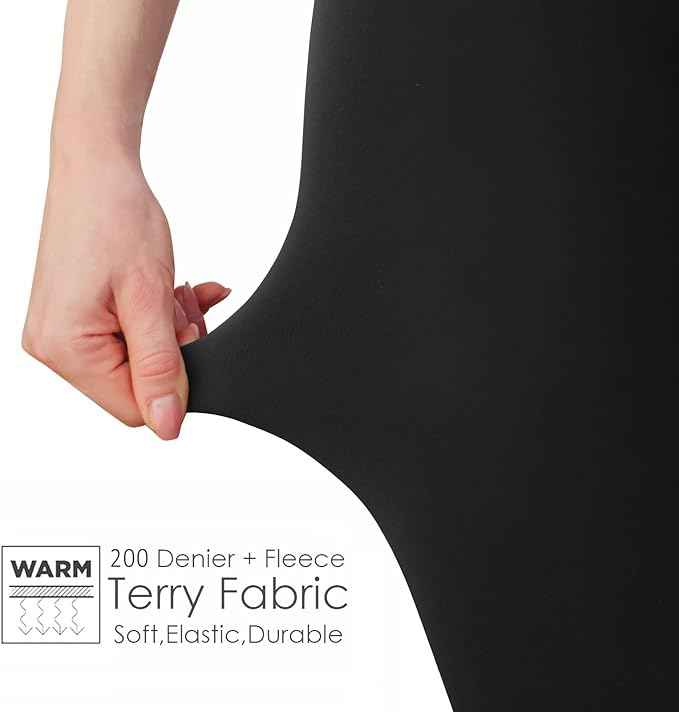 Women Black Winter Fur Warm Fleece-Lined Thermal Stretchable Stockings for Cold Weather Thermal Bottom.