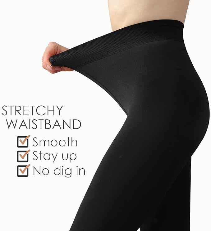 Women Black Winter Fur Warm Fleece-Lined Thermal Stretchable Stockings for Cold Weather Thermal Bottom.