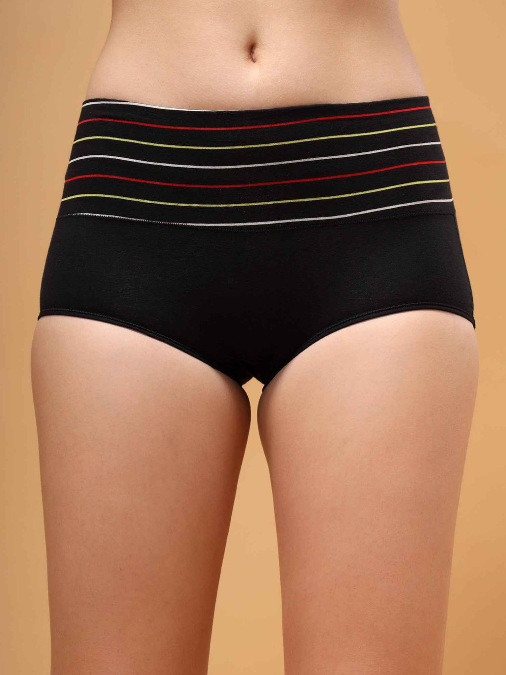 Women Striped Hipster Briefs High Waist Full Coverage Panty