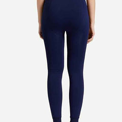 Women's Navy Blue Skinny Fit Mid Rise Winter Fleece Lined Thermal Leggings