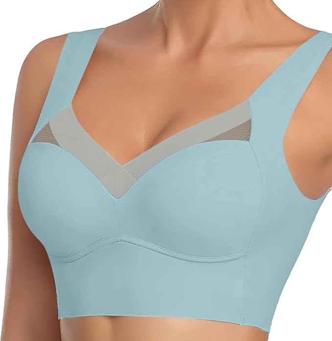 Women Wirefree Comfortable Padded Lift Push Up Thin Soft Sexy Back Smoothing Everyday Pullover Bras