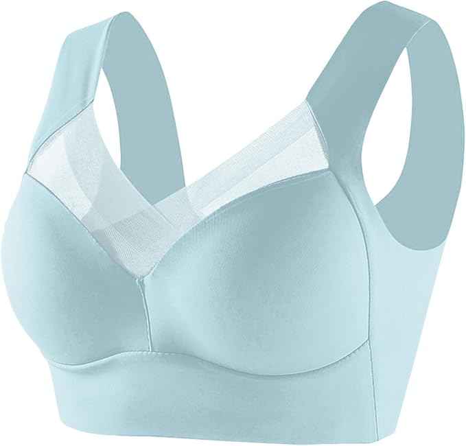 Women Wirefree Comfortable Padded Lift Push Up Thin Soft Sexy Back Smoothing Everyday Pullover Bras