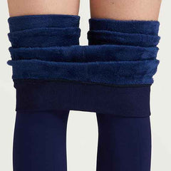 Women's Navy Blue Skinny Fit Mid Rise Winter Fleece Lined Thermal Leggings