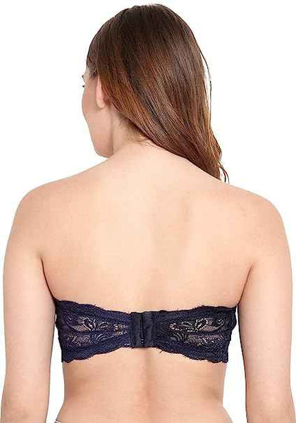 Women Lace Full Coverage Padded Non-Wired Tube Bandeau Bra