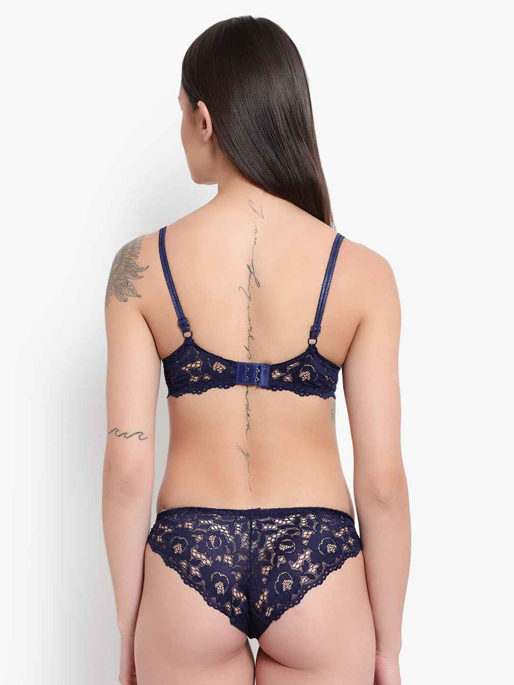 Women's Elegant Lace Love Double Padded Underwired Push up Bra Panty Bridal Set