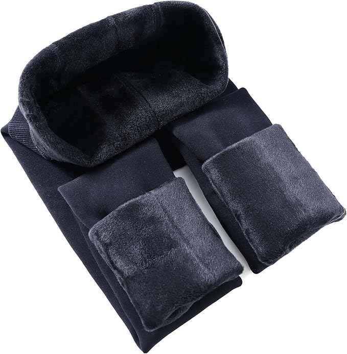 Women Black Winter Fur Warm Fleece-Lined Thermal Stretchable Stockings for Cold Weather Thermal Bottom.