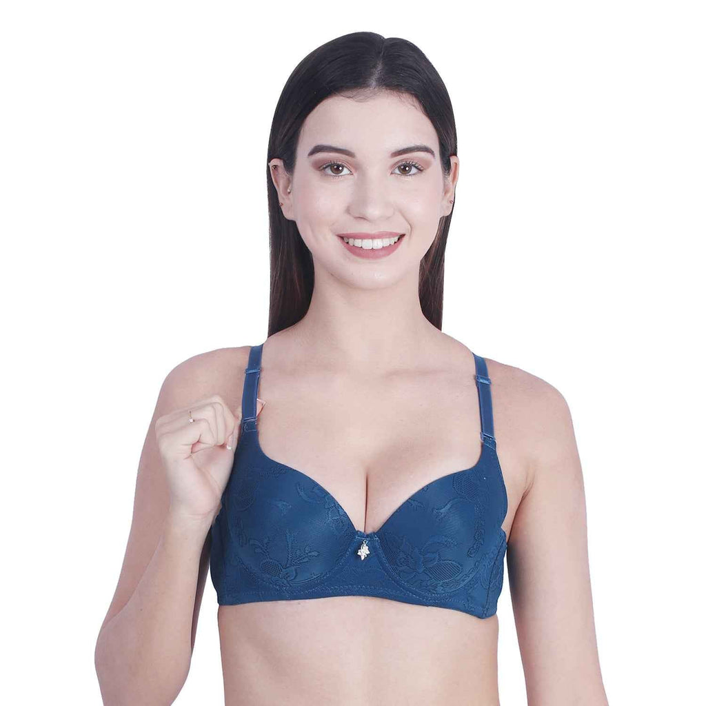 women Self Design Wired Lightly Padded Pushup Bra