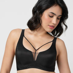 LIV | Strappy Front Detail Bra – Full Coverage, Plunge Neck, Lightweight & Supportive br