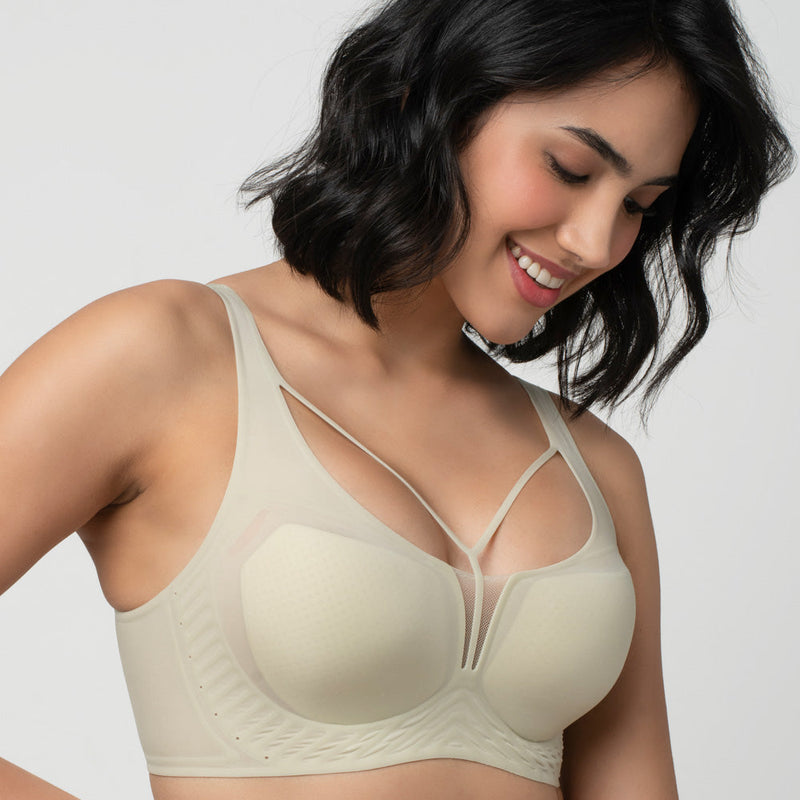 LIV | Strappy Front Detail Bra – Full Coverage, Plunge Neck, Lightweight & Supportive br