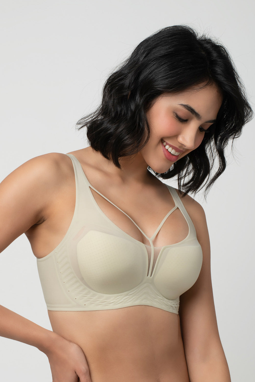 LIV | Strappy Front Detail Bra – Full Coverage, Plunge Neck, Lightweight & Supportive br