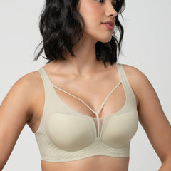 LIV | Strappy Front Detail Bra – Full Coverage, Plunge Neck, Lightweight & Supportive br