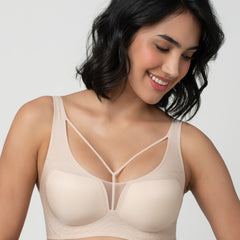 LIV | Strappy Front Detail Bra – Full Coverage, Plunge Neck, Lightweight & Supportive br