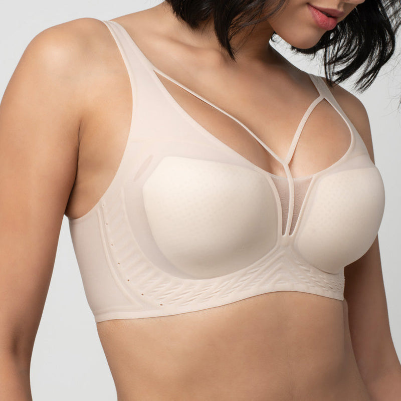 LIV | Strappy Front Detail Bra – Full Coverage, Plunge Neck, Lightweight & Supportive br